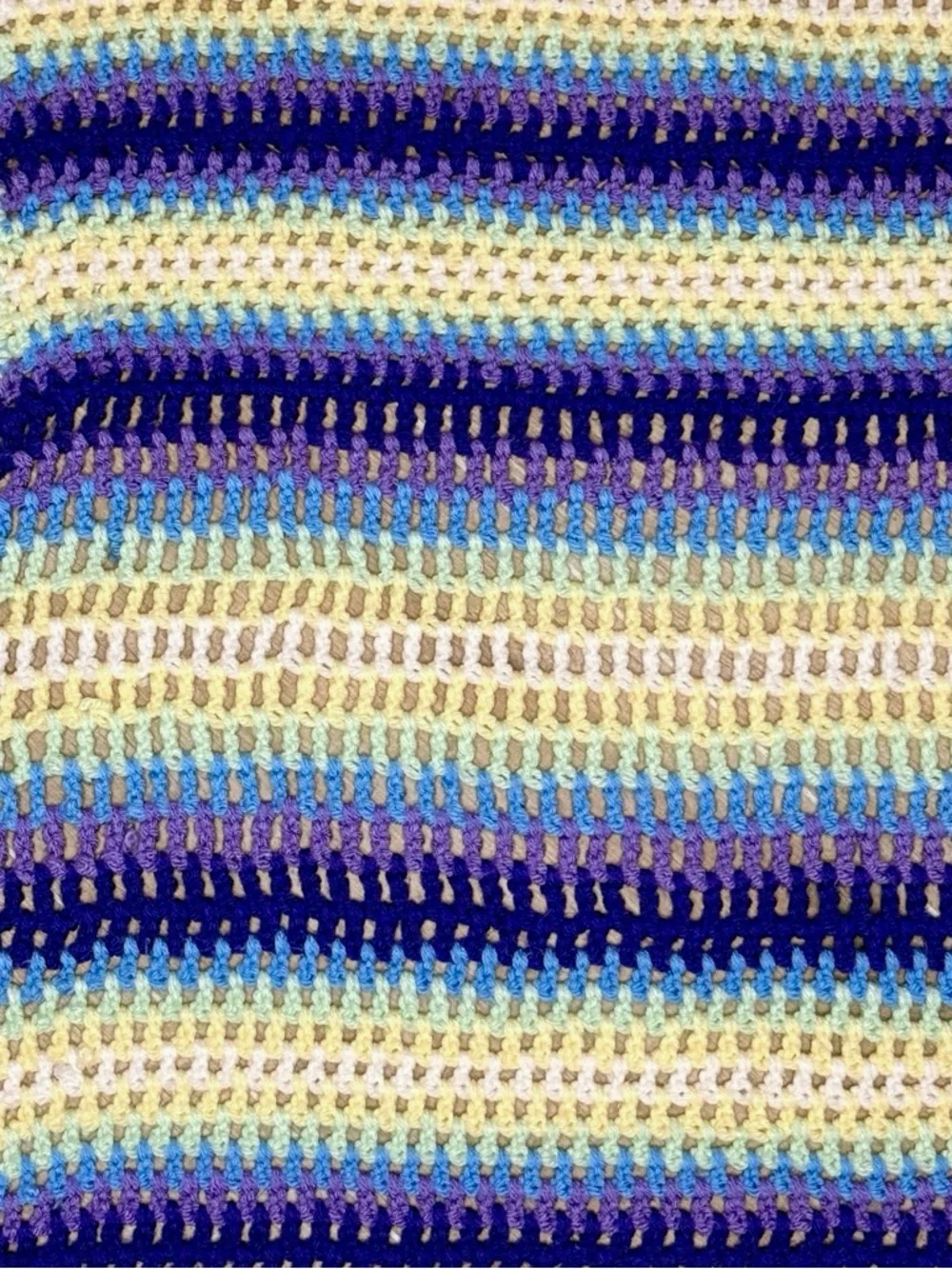 Handmade Pastel and Purple Stripe Pattern Crochet Baby Blanket Afghan Throw
